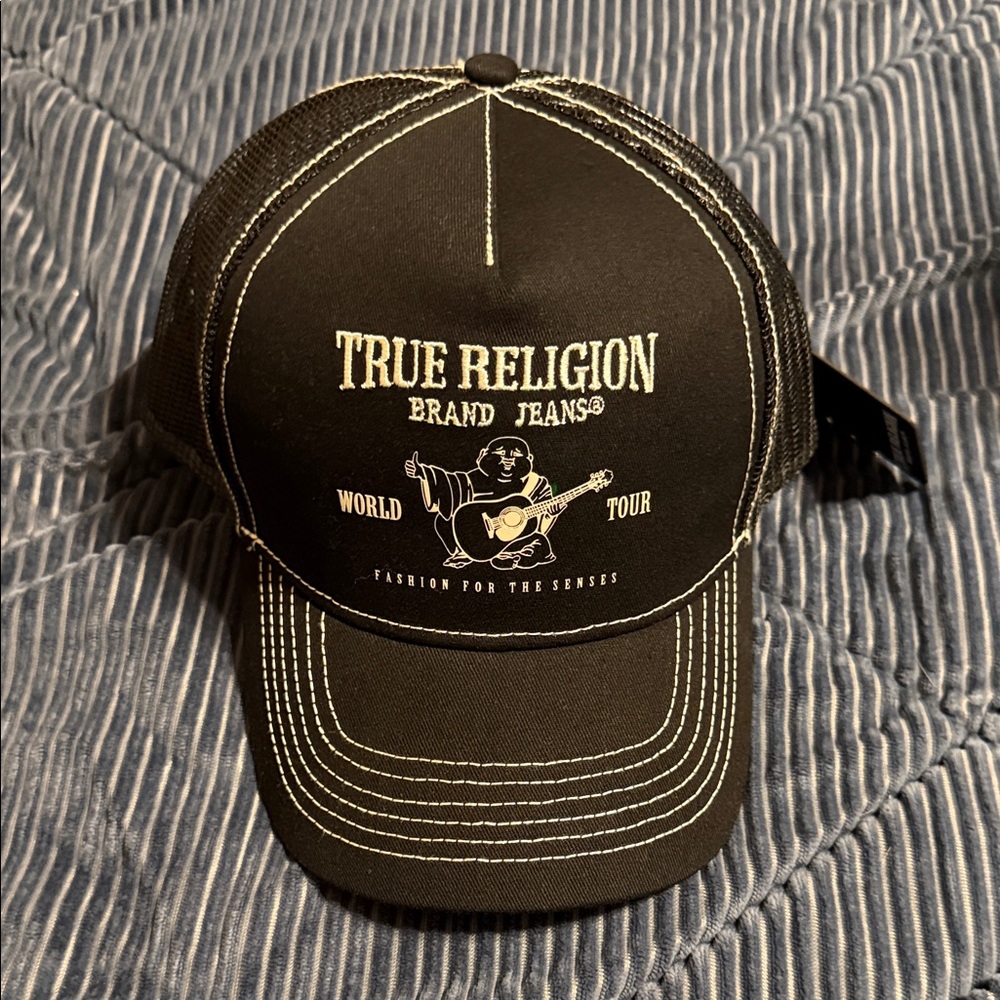 True Religion Black Trucker Hat